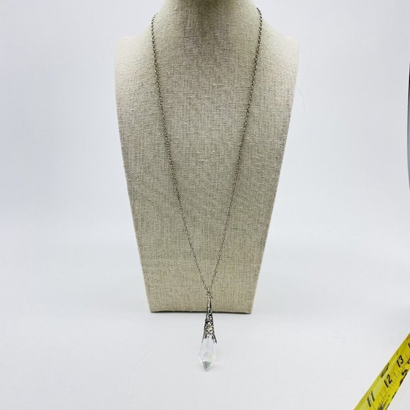 Crystal Prism Pendant Necklace Silver Tone Filigree Healing Spiritual Celestial - Picture 4 of 6